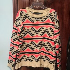 Neon pink tribal pattern sweater